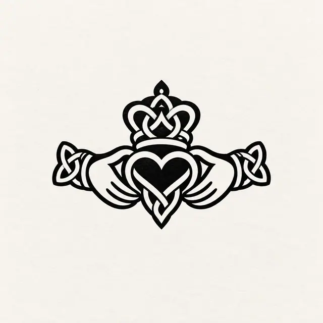Blackwork Claddagh tattoo design for the wrist