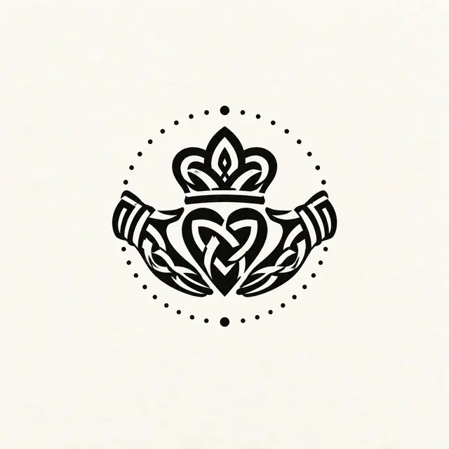 Blackwork Claddagh tattoo design for the wrist