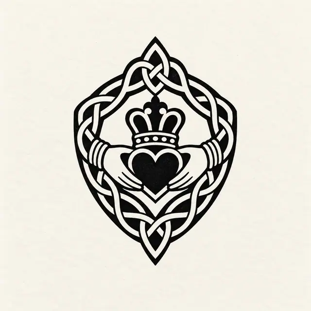 Blackwork Claddagh tattoo design for the wrist