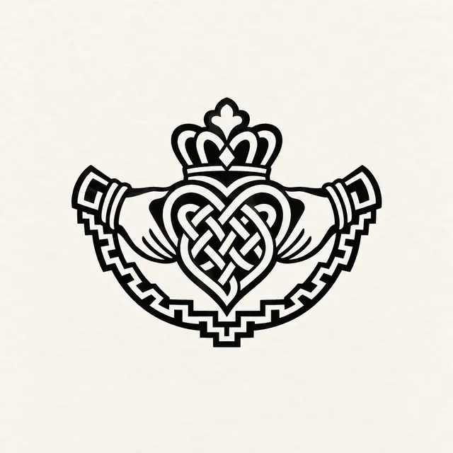 Blackwork Claddagh tattoo design for the wrist