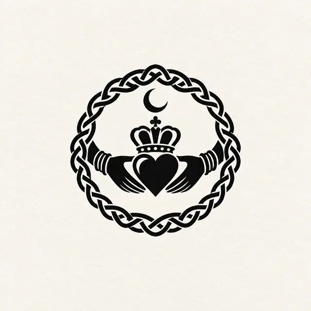 Blackwork Claddagh tattoo design for the wrist