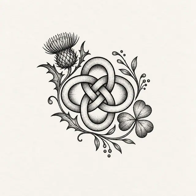 Dotwork Dara knot tattoo design for the ankle