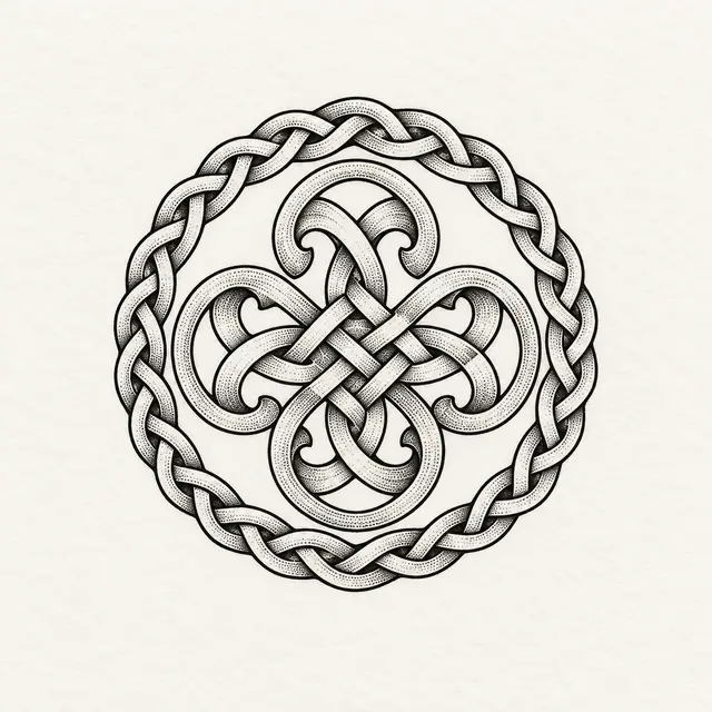 Dotwork Dara knot tattoo design for the ankle