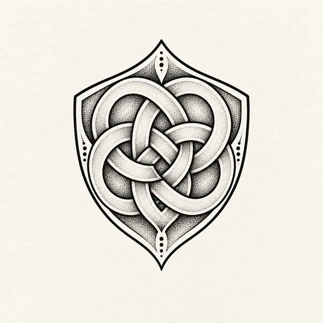Dotwork Dara knot tattoo design for the ankle