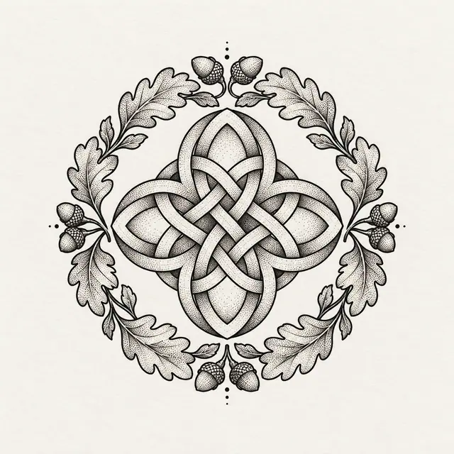 Dotwork Dara knot tattoo design for the ankle