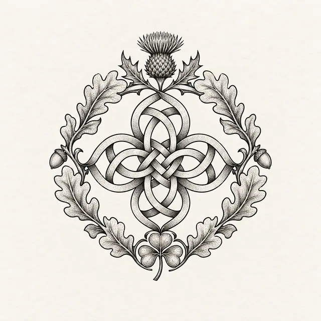 Dotwork Dara knot tattoo design for the ankle