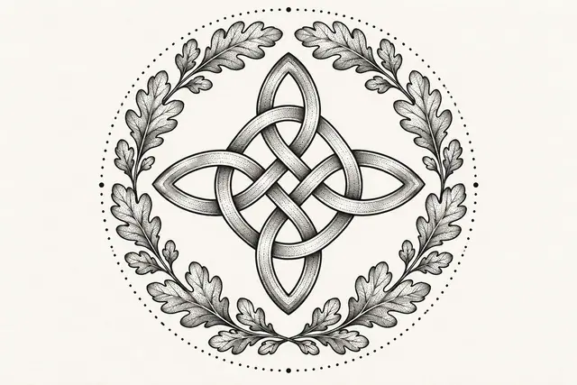 Dotwork Dara knot tattoo design for the chest