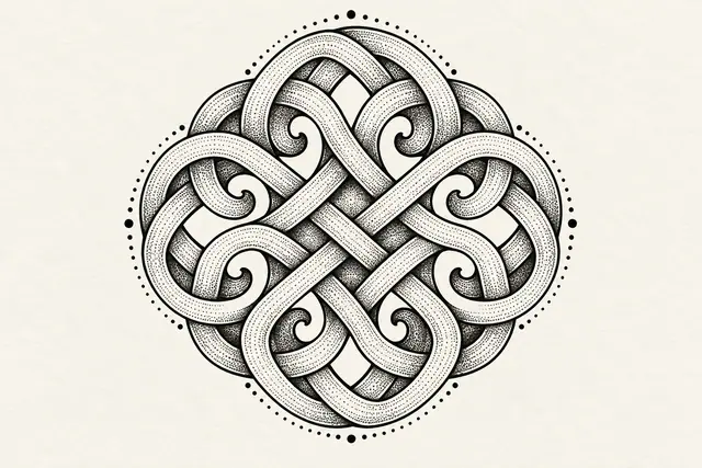Dotwork Dara knot tattoo design for the chest