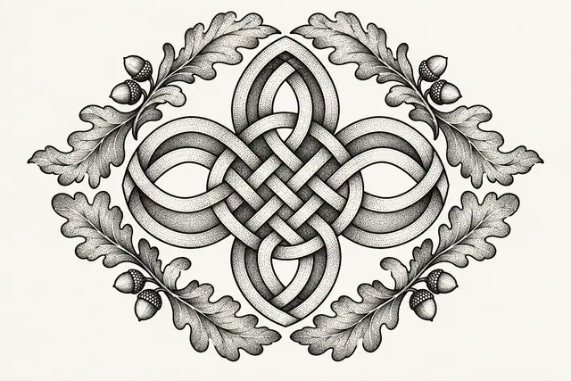 Dotwork Dara knot tattoo design for the chest