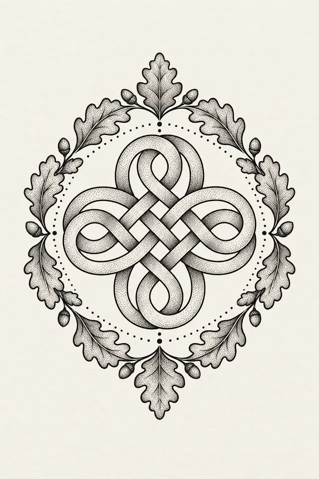 Dotwork Dara knot tattoo design for the forearm