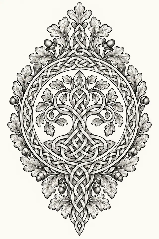 Dotwork Dara knot tattoo design for the upper arm (half sleeve)
