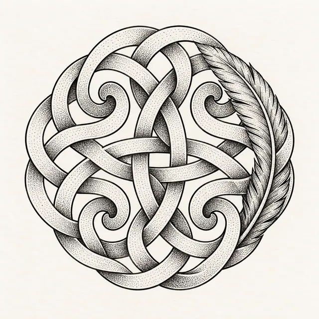 Dotwork Dara knot tattoo design for the shoulder