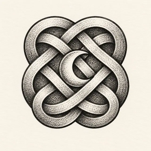Dotwork Dara knot tattoo design for the shoulder