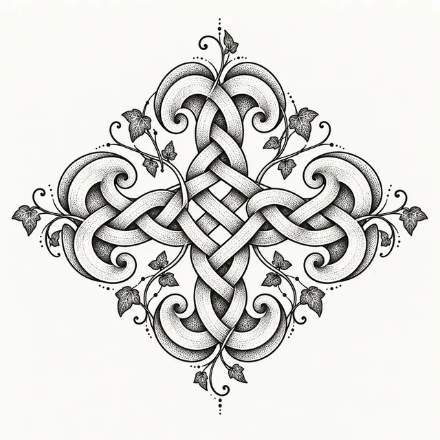 Dotwork Dara knot tattoo design for the upper back