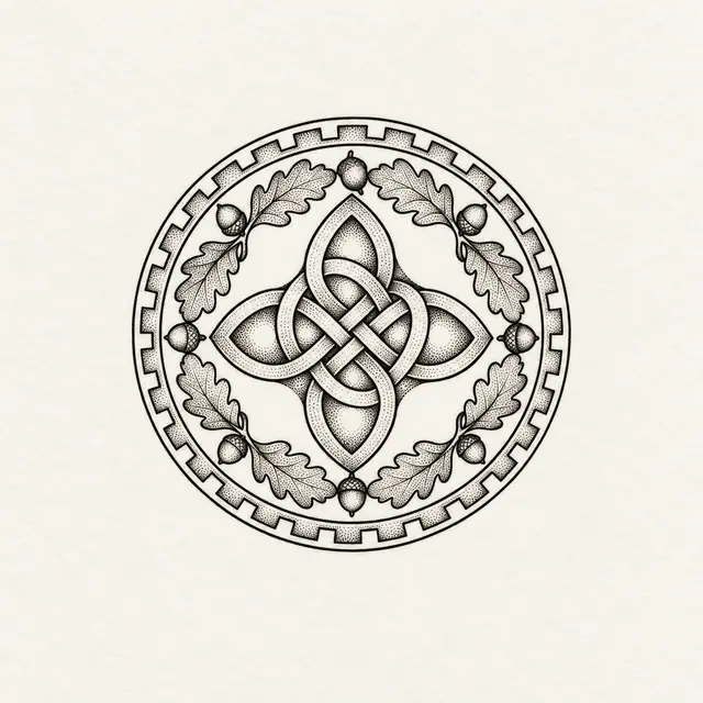 Dotwork Dara knot tattoo design for the wrist