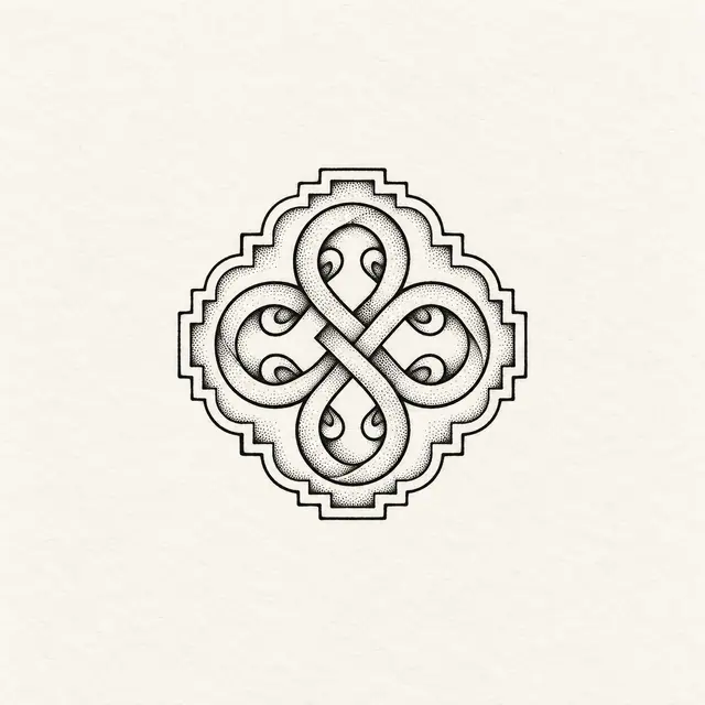 Dotwork Dara knot tattoo design for the wrist