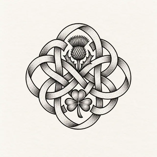 Dotwork Dara knot tattoo design for the wrist