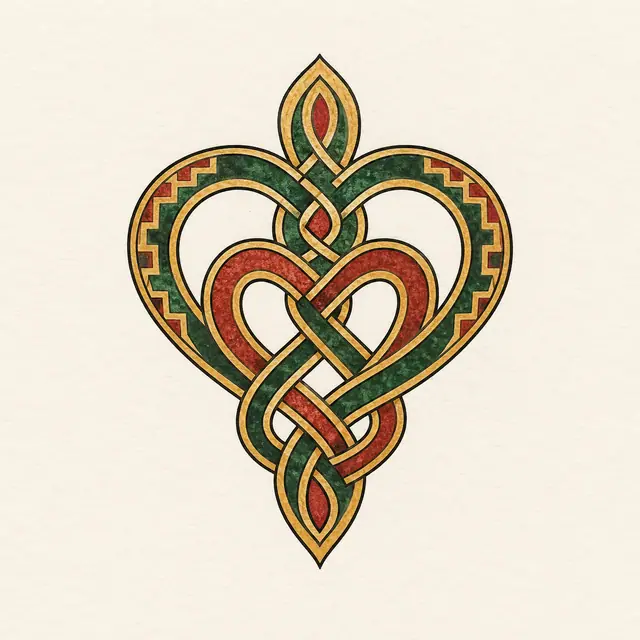 Color illuminated Celtic motherhood knot tattoo design for the ankle