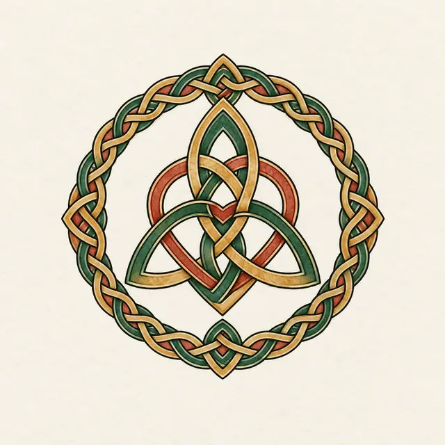 Color illuminated Celtic motherhood knot tattoo design for the ankle