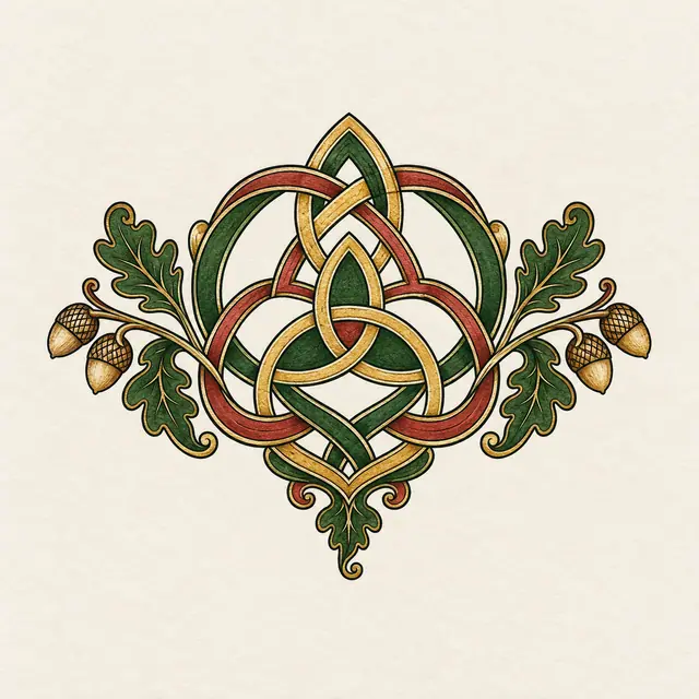 Color illuminated Celtic motherhood knot tattoo design for the ankle
