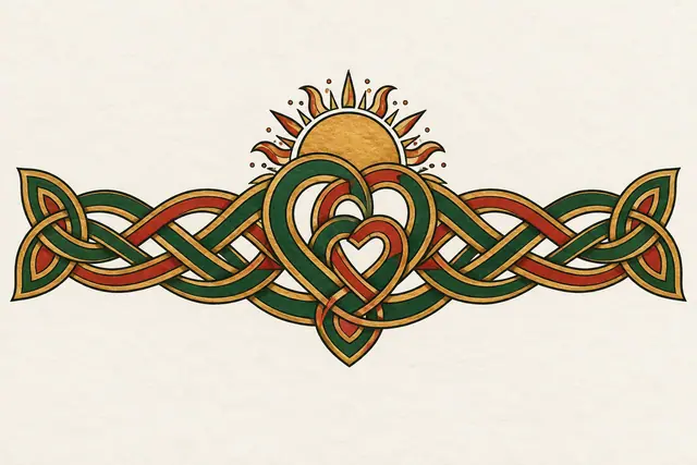 Color illuminated Celtic motherhood knot tattoo design for the arm (armband)
