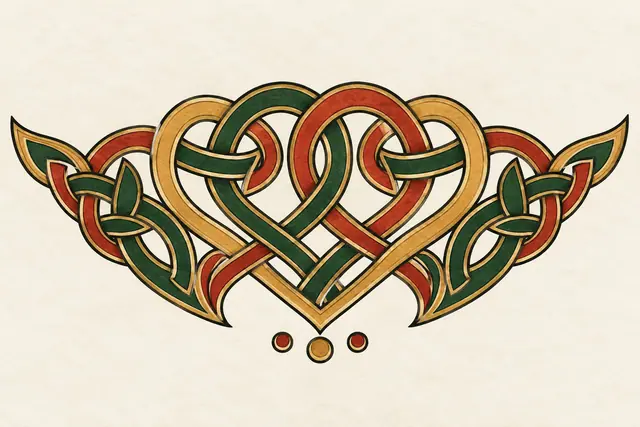 Color illuminated Celtic motherhood knot tattoo design for the chest