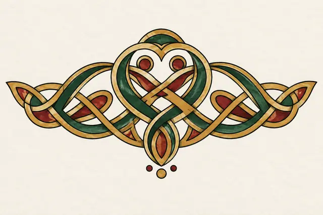 Color illuminated Celtic motherhood knot tattoo design for the chest