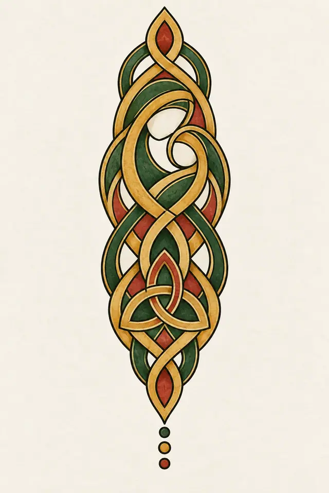 Color illuminated Celtic motherhood knot tattoo design for the forearm
