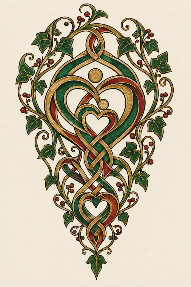 Color illuminated Celtic motherhood knot tattoo design for the upper arm (half sleeve)