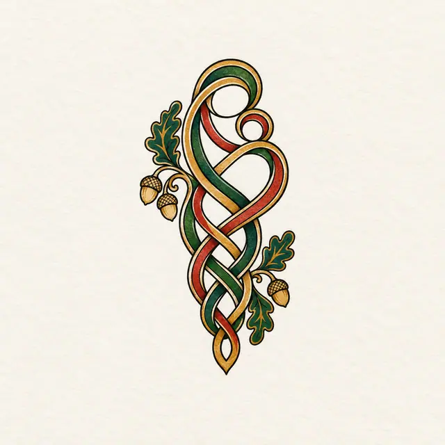 Color illuminated Celtic motherhood knot tattoo design for the wrist