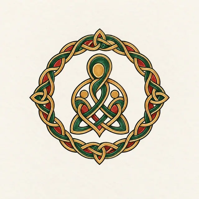 Color illuminated Celtic motherhood knot tattoo design for the wrist