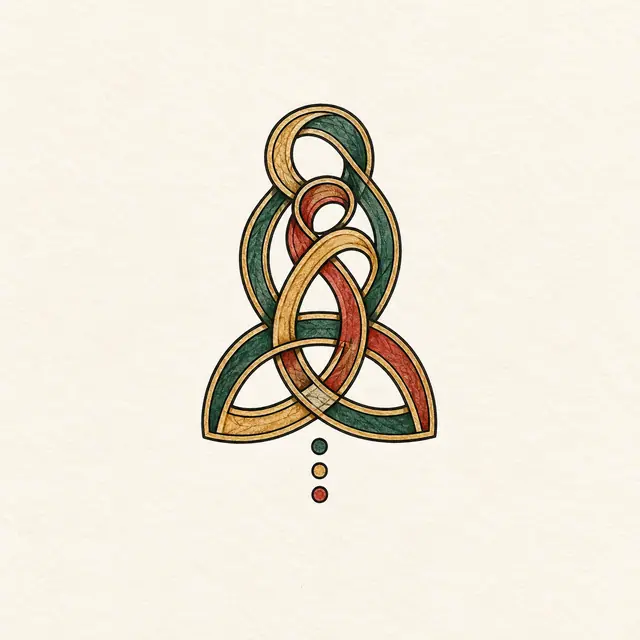 Color illuminated Celtic motherhood knot tattoo design for the wrist