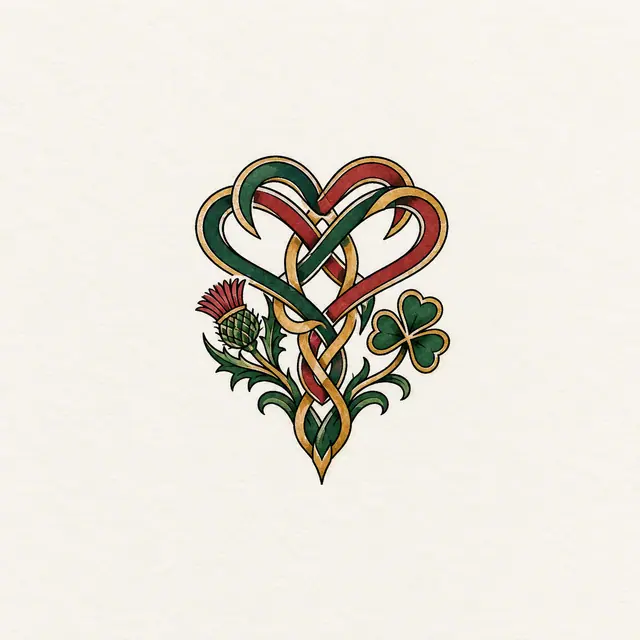 Color illuminated Celtic motherhood knot tattoo design for the wrist