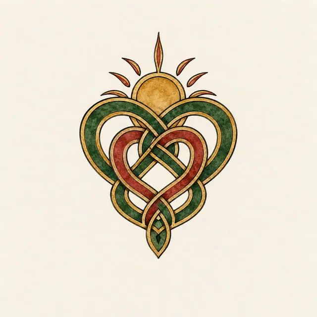 Color illuminated Celtic motherhood knot tattoo design for the wrist