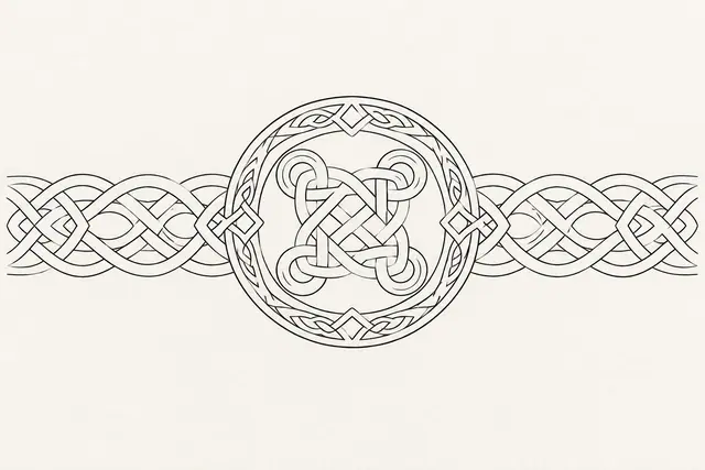 Fine-line Celtic shield knot tattoo design for the arm (armband)