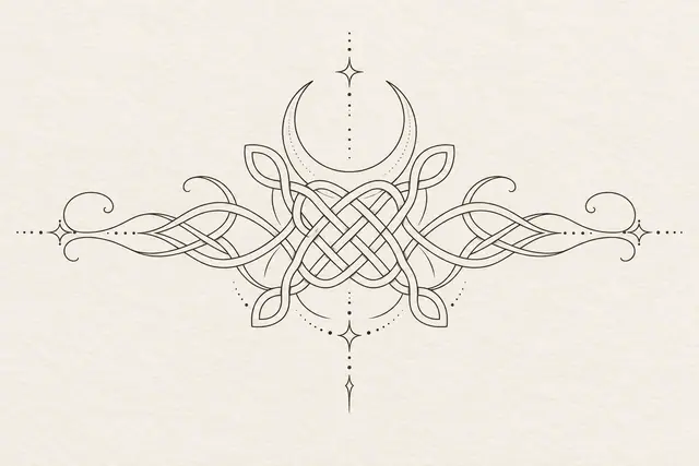 Fine-line Celtic shield knot tattoo design for the chest