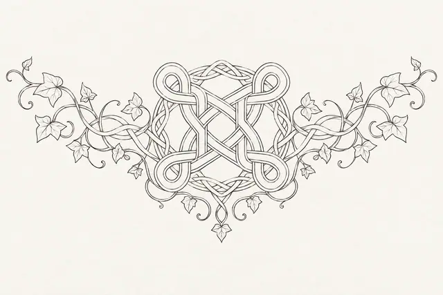 Fine-line Celtic shield knot tattoo design for the chest