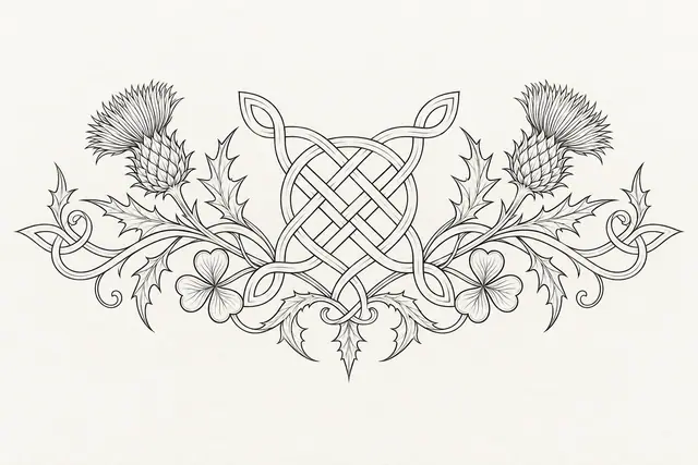 Fine-line Celtic shield knot tattoo design for the chest
