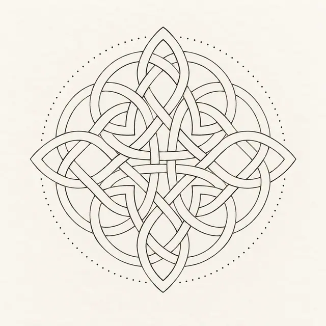 Fine-line Celtic shield knot tattoo design for the shoulder