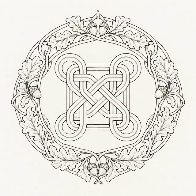 Fine-line Celtic shield knot tattoo design for the shoulder