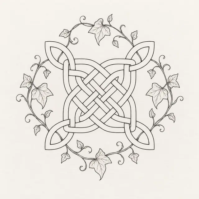 Fine-line Celtic shield knot tattoo design for the shoulder