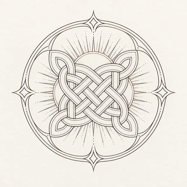 Fine-line Celtic shield knot tattoo design for the shoulder