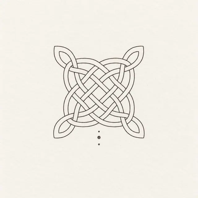 Fine-line Celtic shield knot tattoo design for the upper back