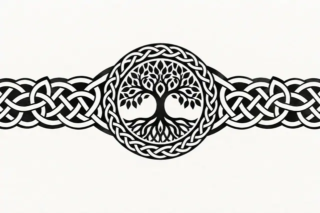 Blackwork Celtic tree of life tattoo design for the arm (armband)