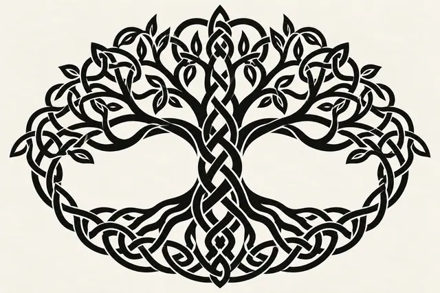 Blackwork Celtic tree of life tattoo design for the chest