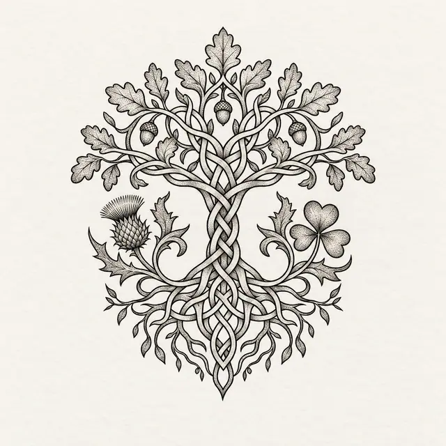 Dotwork Celtic tree of life tattoo design for the ankle