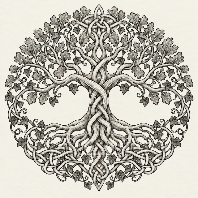 Dotwork Celtic tree of life tattoo design for the shoulder