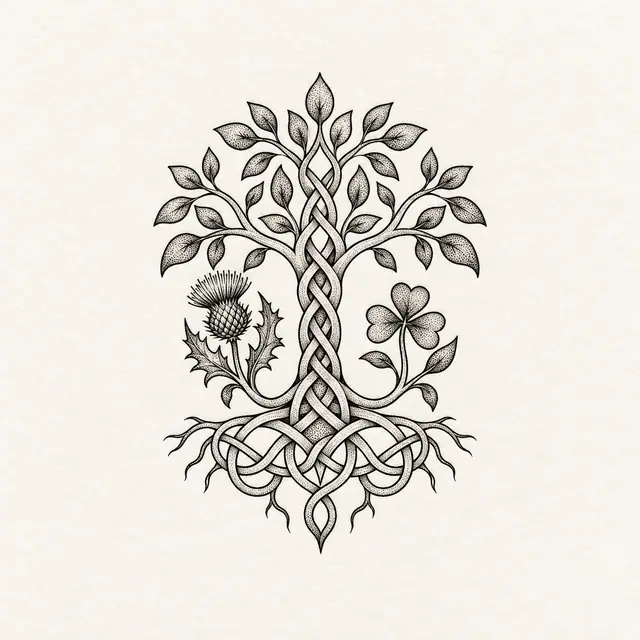 Dotwork Celtic tree of life tattoo design for the wrist