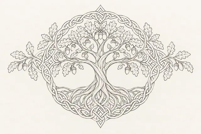 Fine-line Celtic tree of life tattoo design for the chest