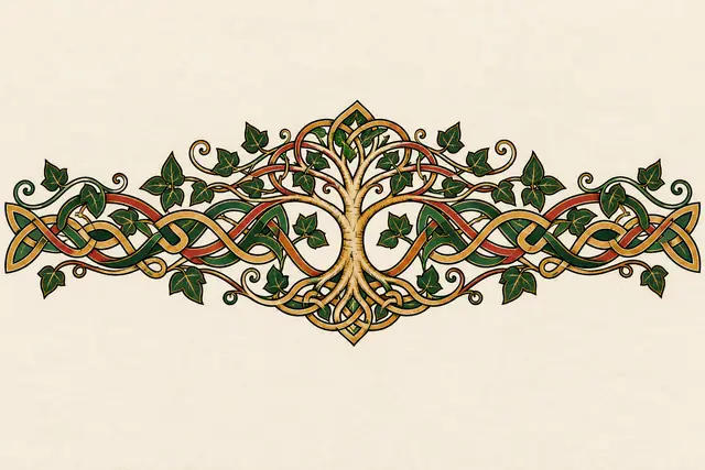 Color illuminated Celtic tree of life tattoo design for the arm (armband)